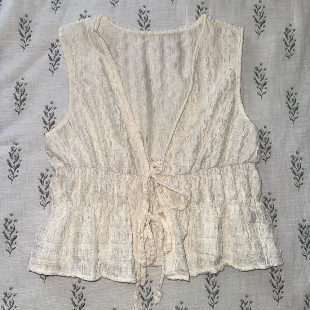 Open Front Lace Tie Top